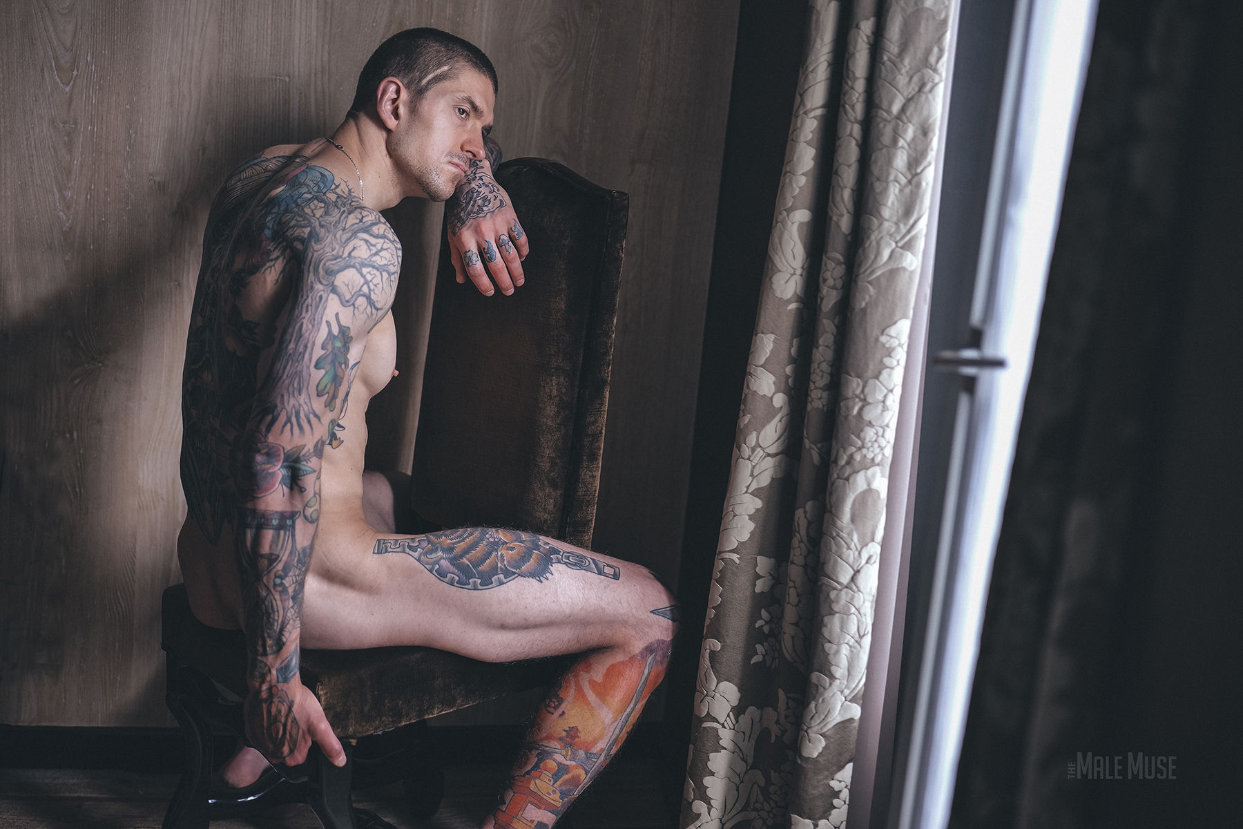 tatted muscle male art nudes