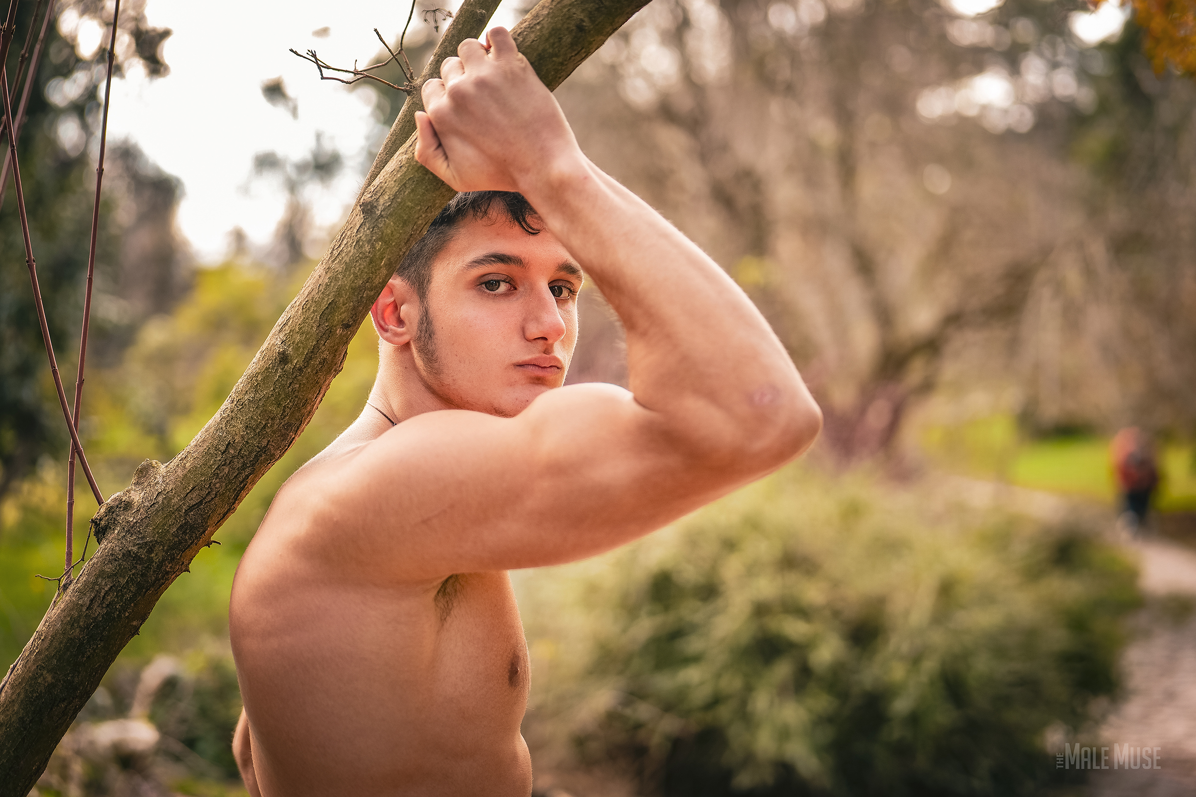 Pablo sexy muscle twink posing in nature in Madrid